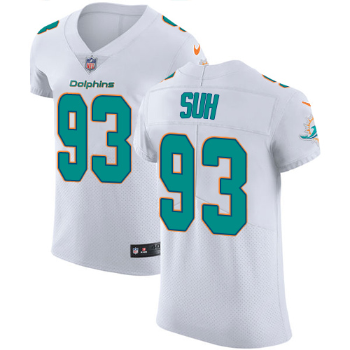 Nike Dolphins #93 Ndamukong Suh White Men's Stitched NFL Vapor Untouchable Elite Jersey